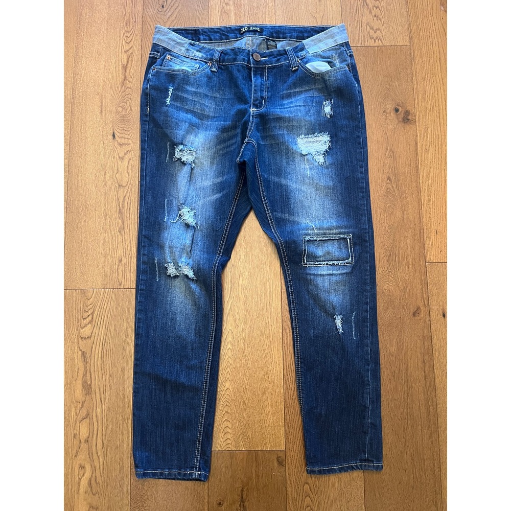 Distressed Patchwork Boyfriend Jeans Women's 18 Grunge Ripped Denim ZCO